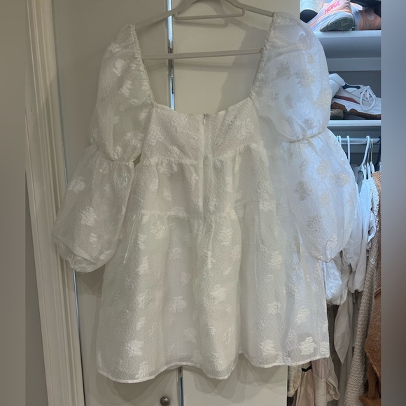 White Puff Sleeve Mini Dress, Size Small, Brand: Storia - Picture 2 of 2